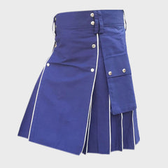 Blue Utility kilt With White line 