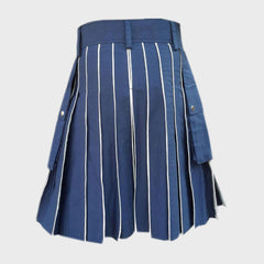 Blue Utility kilt With White line 