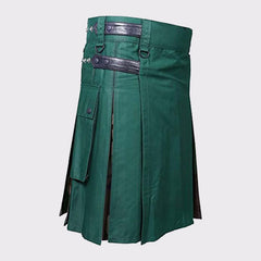 Green Kilt with Tartan Hybrid Kilts for Men