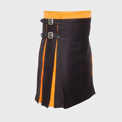 Box Pleated Modern Black And Orange Two Kilt
