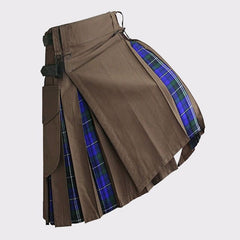 Brown Hybrid Kilt with Tartan