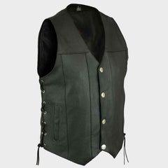 Concealed Carry Utility Leather Men’s Vest with 10 pockets