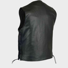 Concealed Carry Utility Leather Men’s Vest with 10 pockets