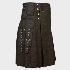 Denim Tactical Kilt with Pockets