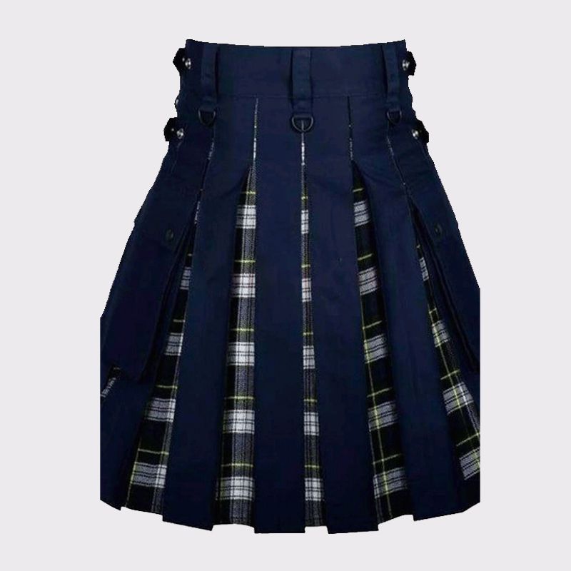 Navy Blue Dress Gordon Tartan Hybrid Kilt