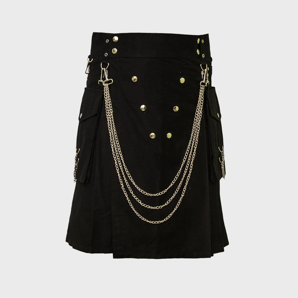 Famous Cargo Utility Kilt With Golden Chains