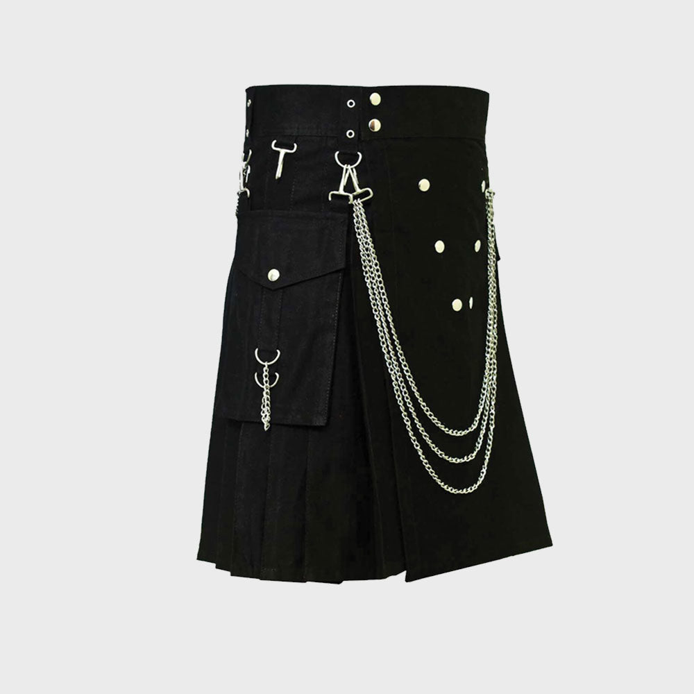 Famous Cargo Utility Kilt With Golden Chains