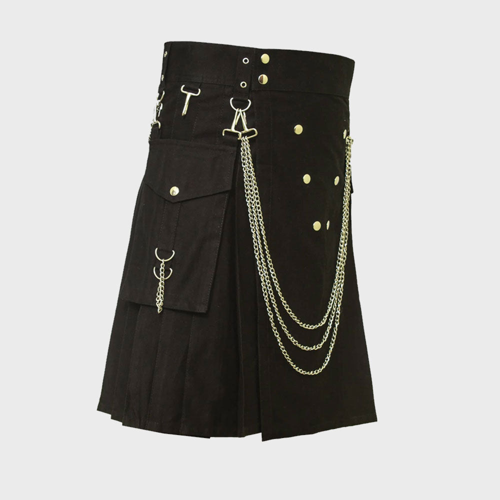 Famous Cargo Utility Kilt With Golden Chains