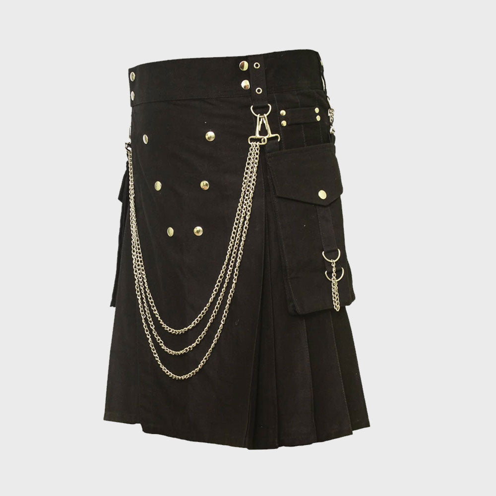 Famous Cargo Utility Kilt With Golden Chains