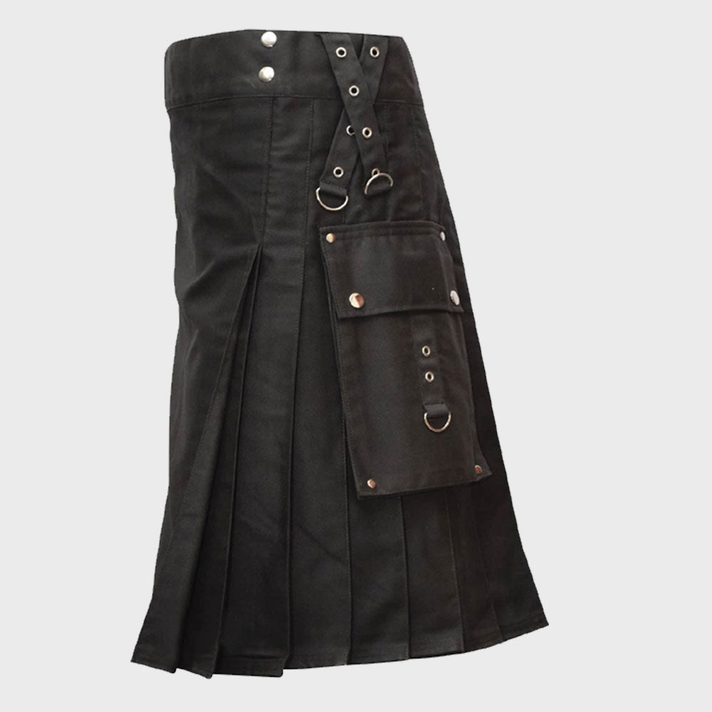 Gothic Fashion Black Utility kilt