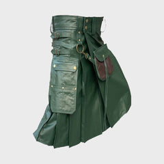 Green Leather Kilt With Sporran