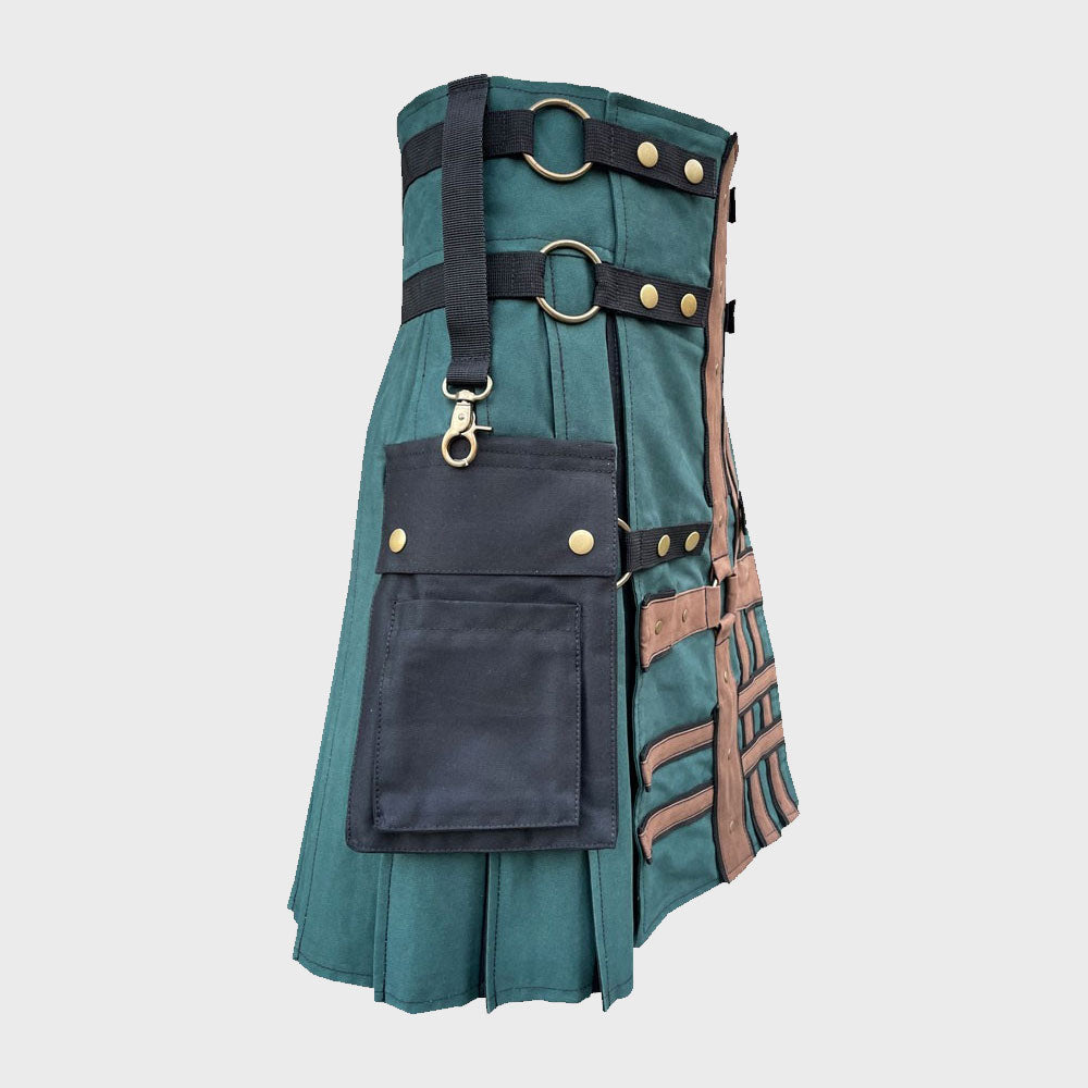 Green & Black Double Cross Utility Kilt