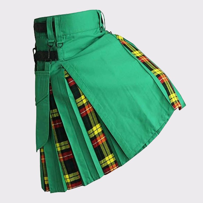 Green Hybrid Kilt with Tartan