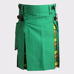 Green Hybrid Kilt with Tartan