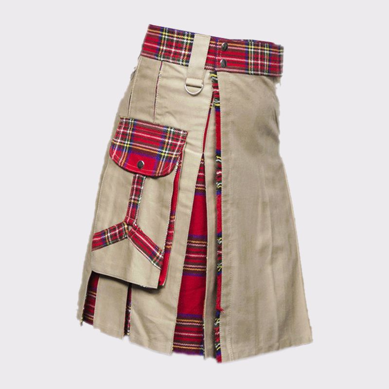 Khaki Hybrid Tartan Kilt for Men