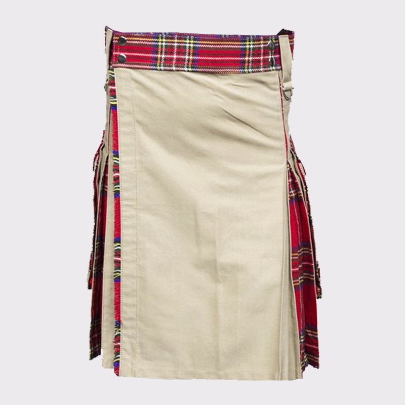 Khaki Hybrid Tartan Kilt for Men