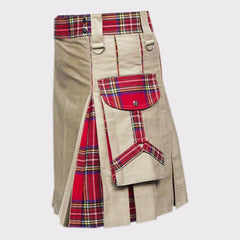 Khaki Hybrid Tartan Kilt for Men