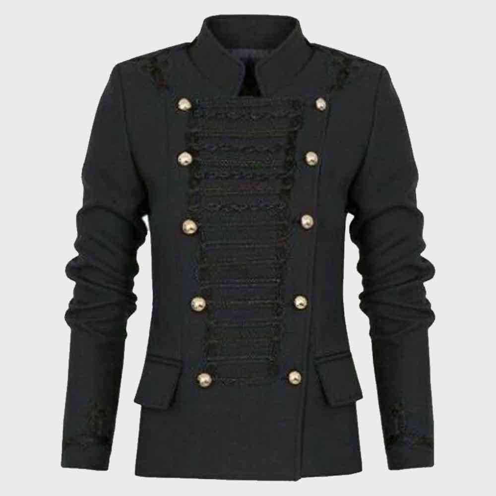 Ladies Black Officers Military Coat Braided Jacket