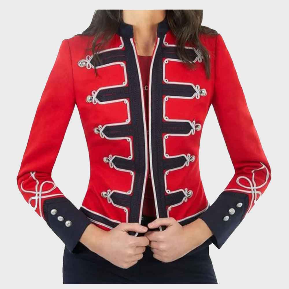 Ladies Red Wool Braid Jacket Ladies hussar jacket