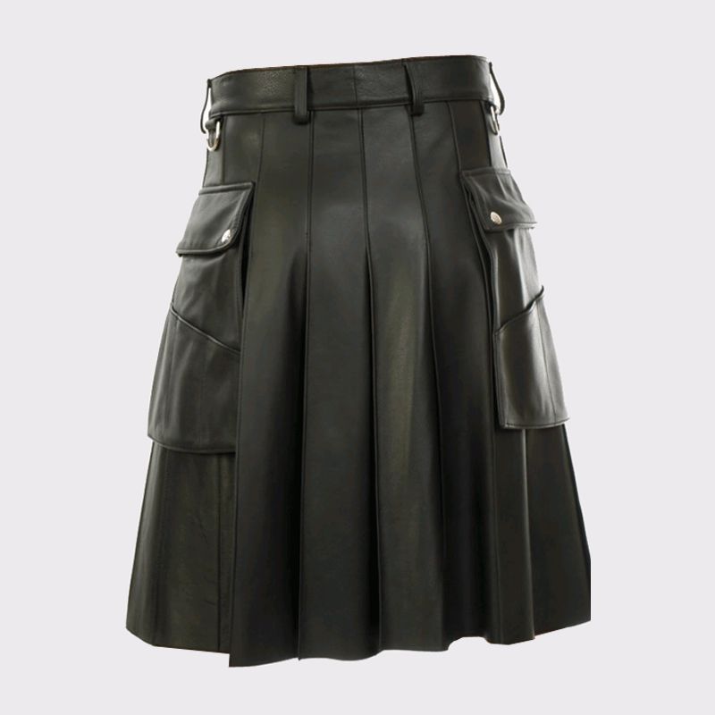 Black Leather Kilt for men