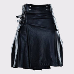 Super Black Leather Kilt