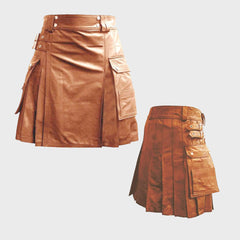 Luxurious Brown Leather Kilt