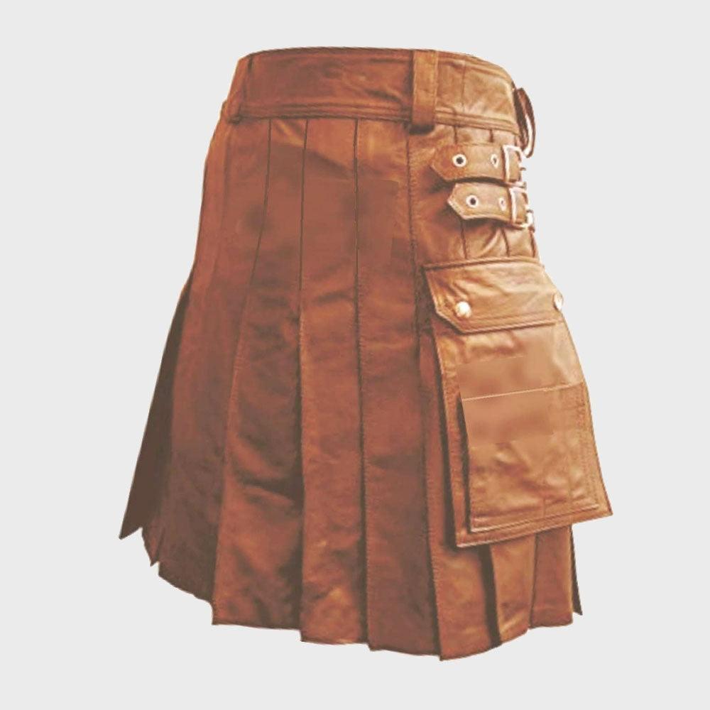 Luxurious Brown Leather Kilt