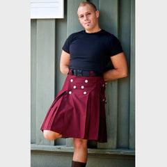 Mahroon Tactical Cargo Kilt For Men's