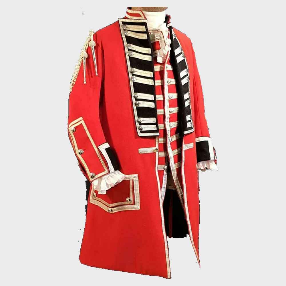 Men Red British 60th Royal Regt Officer Coat civil war Military jacket