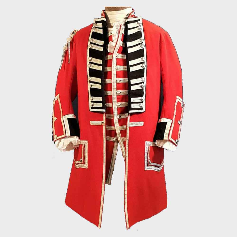 Men Red British 60th Royal Regt Officer Coat civil war Military jacket