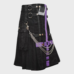 Men Fashion Black Wedding Utility Kilt