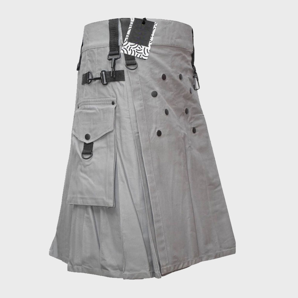 Men Fashion Grey Utility Kilt