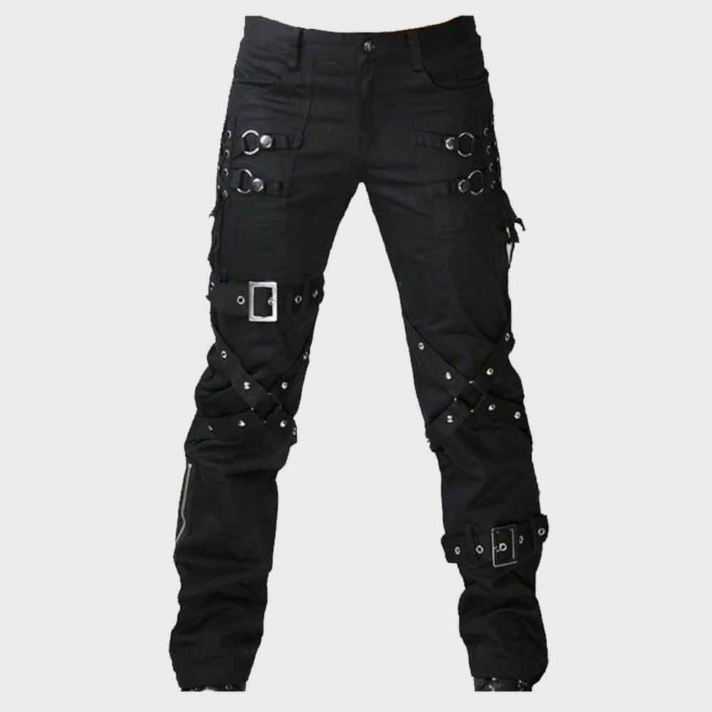 Men Gothic Pants Black Chrome Trousers