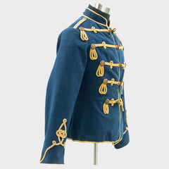 Mens Blue Imperial German Hussar Attila Tunic Military Jacket Mens Fashion Hussar Jacket