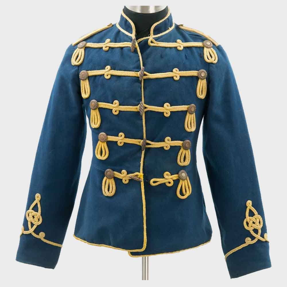 Mens Blue Imperial German Hussar Attila Tunic Military Jacket Mens Fashion Hussar Jacket