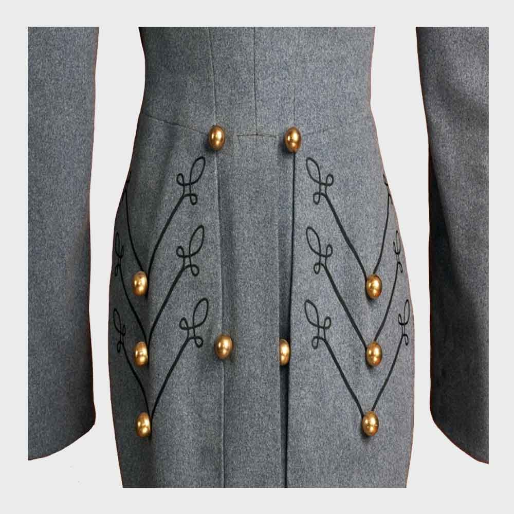 Mens Gray Military British Jacket Wool Tail Coat Mens Fashion Hussar Jacket