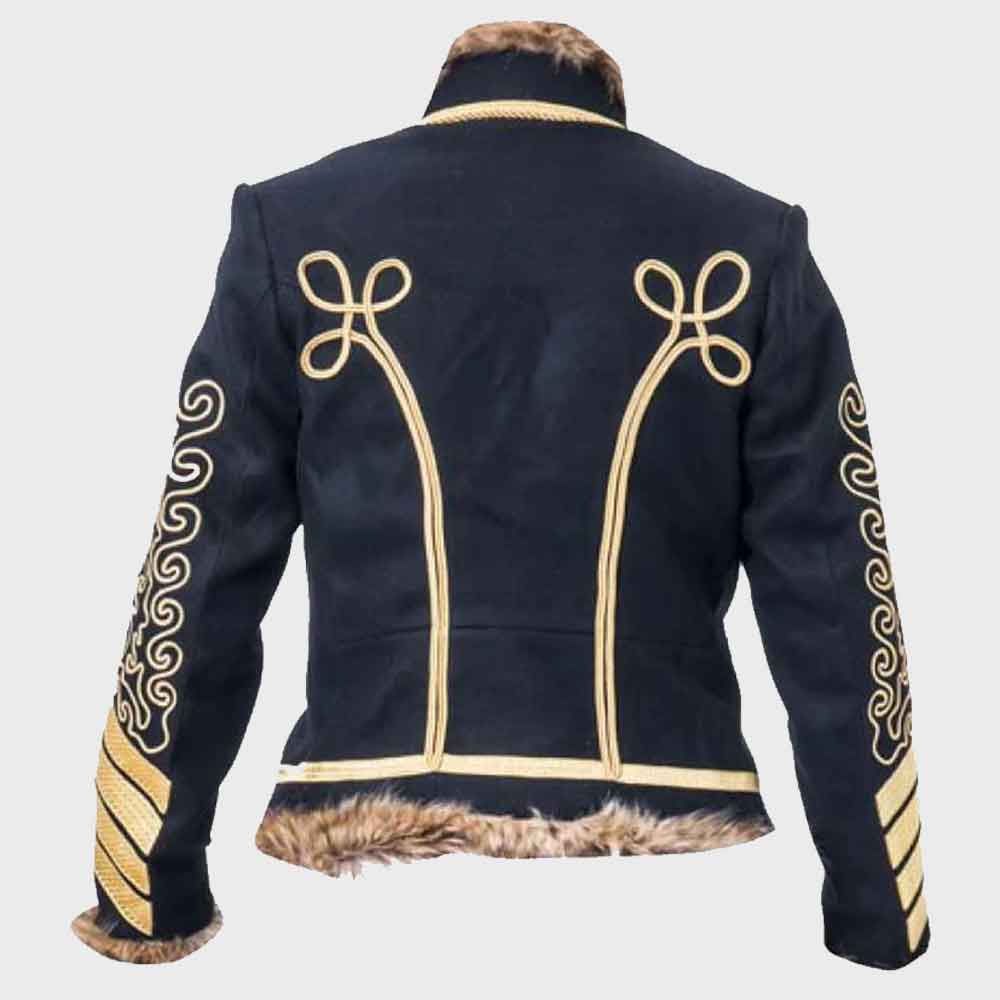 Mens Black Napoleonic Hussar Jacket with Hand embroidery Mens Fashion Hussar Jacket