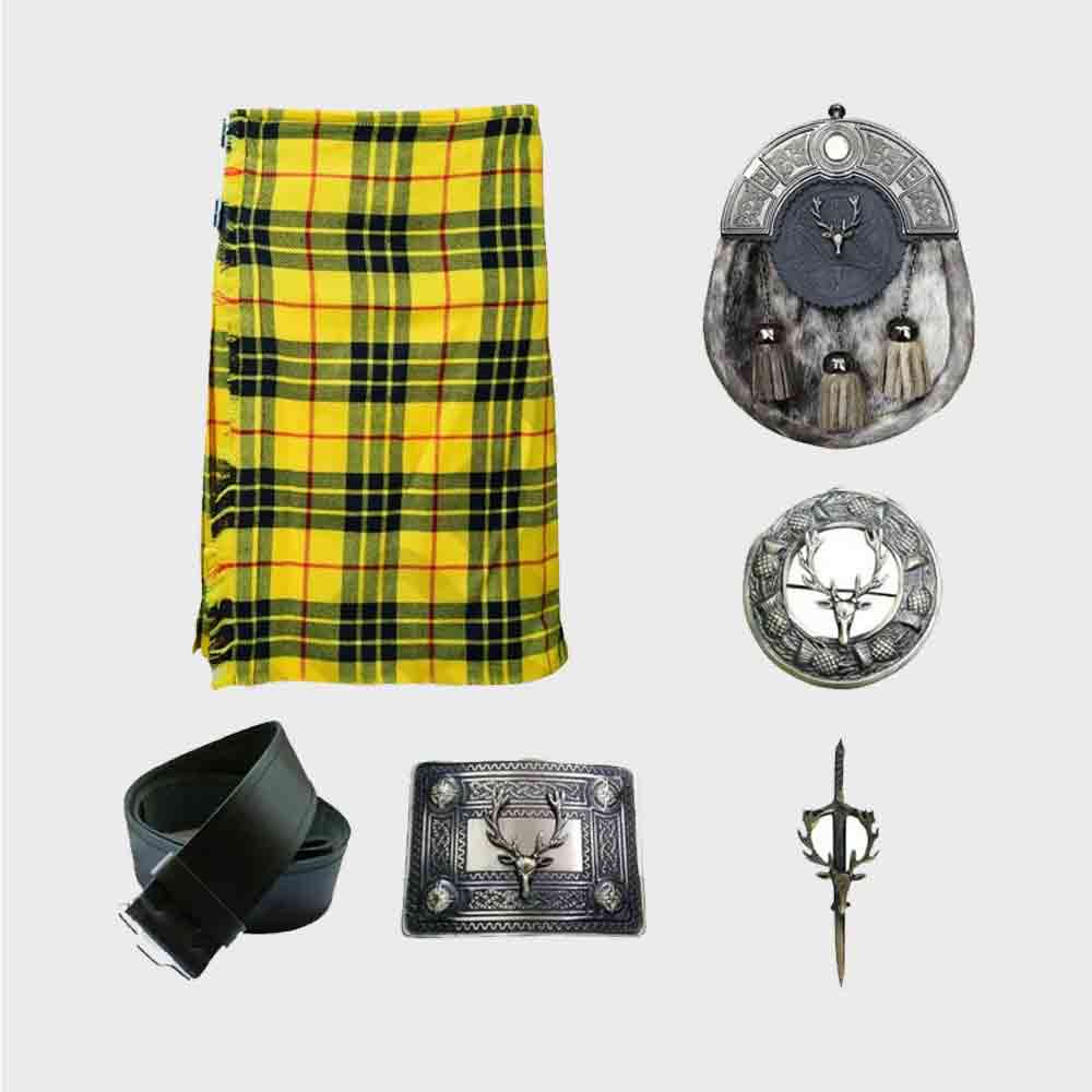 Mens Kilt Outfit Scottish Handmade Antique Sporran Set Wedding Kilt Tartans