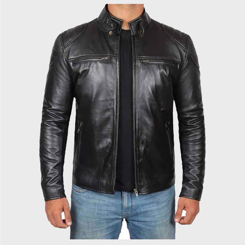 Mens Leather Jacket Mens Black Genuine Lambskin Biker Casual Jacket Mens Biker Leather Jacket