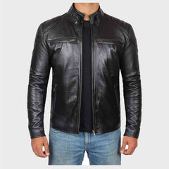 Mens Leather Jacket Mens Black Genuine Lambskin Biker Casual Jacket Mens Biker Leather Jacket