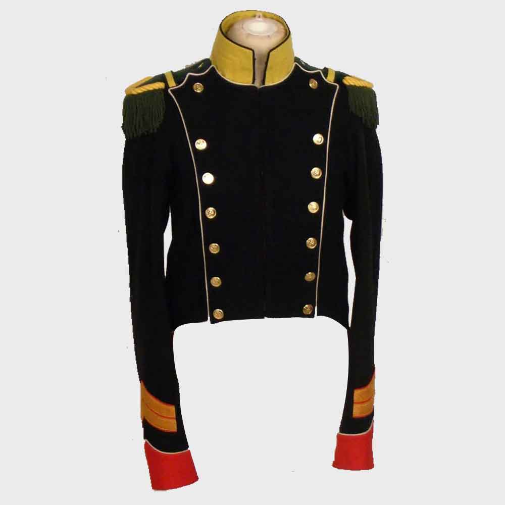 Mens Military Uniform hussar jacket Red wool military cadet tailcoat