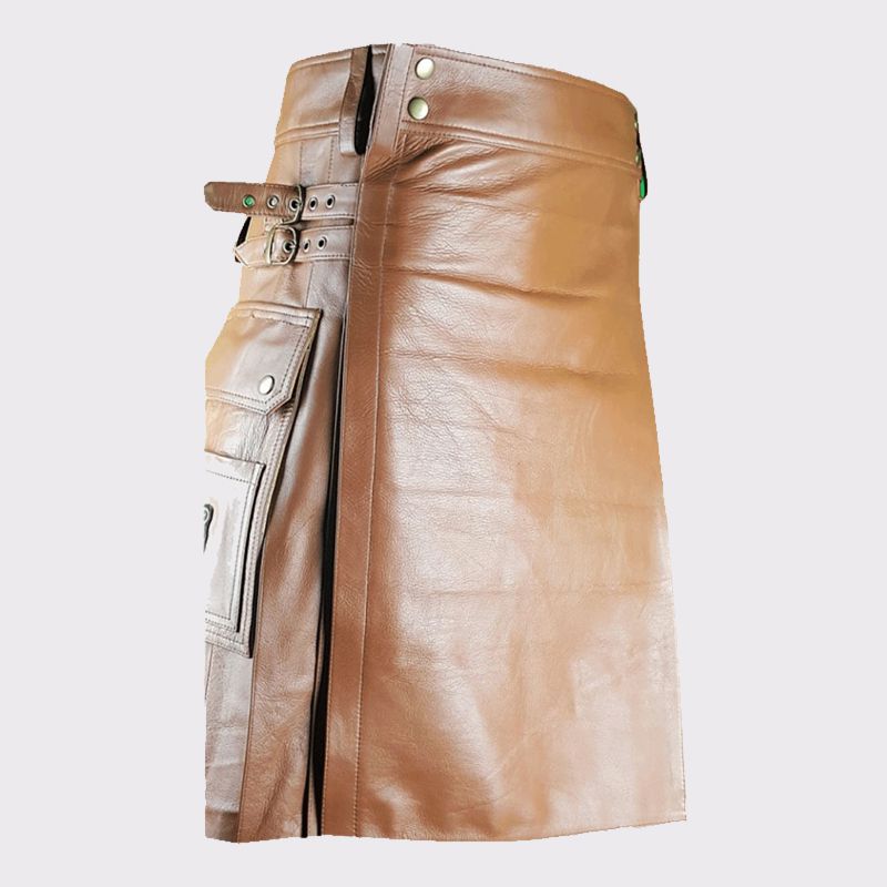 Premium Brown Leather Kilt for Men