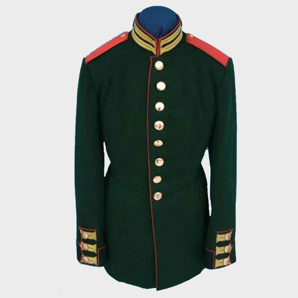 Mens Military Uniform hussar jacket Red wool military cadet tailcoat