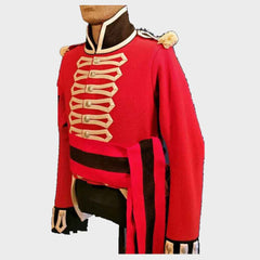 Mens New Red British Regt DeWatteville Officer Jacket Napoleon british war coat