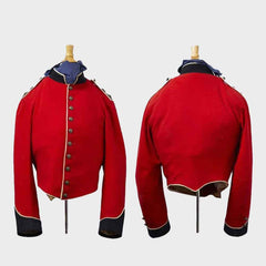 Mens Military Uniform hussar jacket Red wool military cadet tailcoat