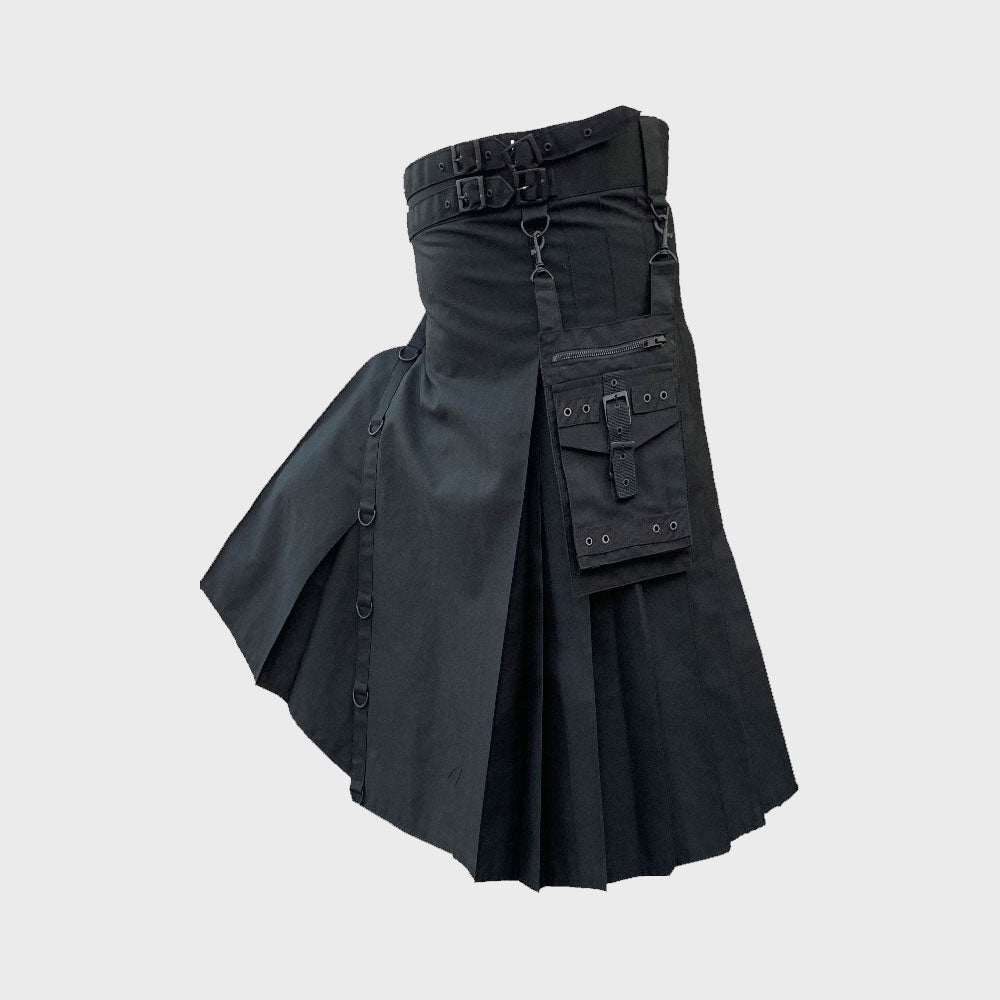 Modern Black Utility Kilt