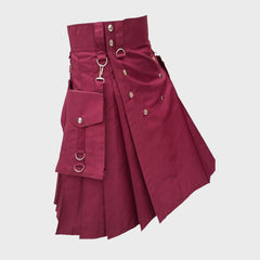 Modern Burgundy Color Utility Kilt 