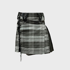 Modern Grey Box Pleated Hybrid Kilt