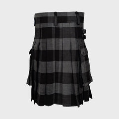 Modern Grey Tartan Utility Kilt