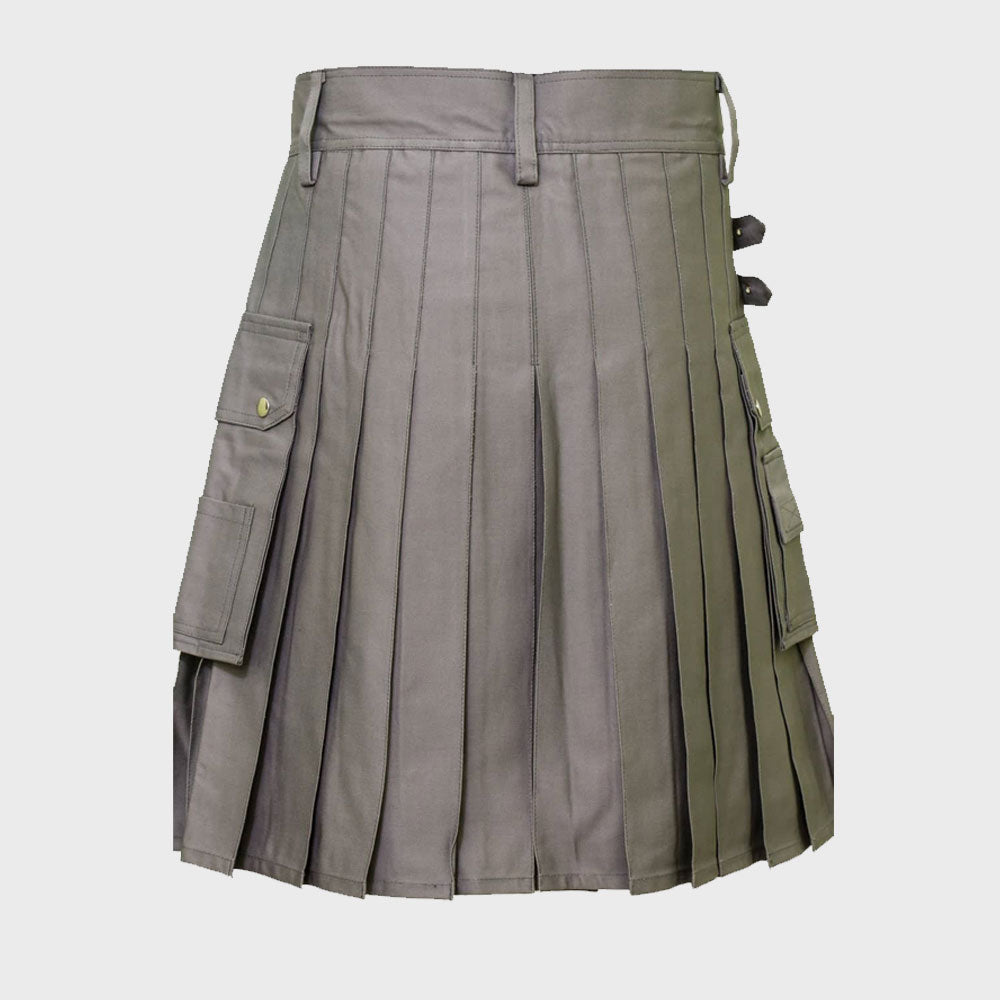 Modern Grey Utility Kilt For Men